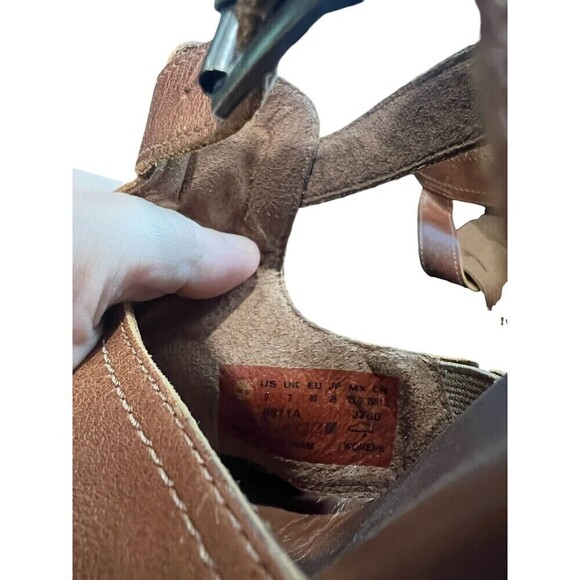 Timberland EK Stafford Leather Gladiator Heels Back Strap Brown Womens Size 9 - Picture 7 of 7